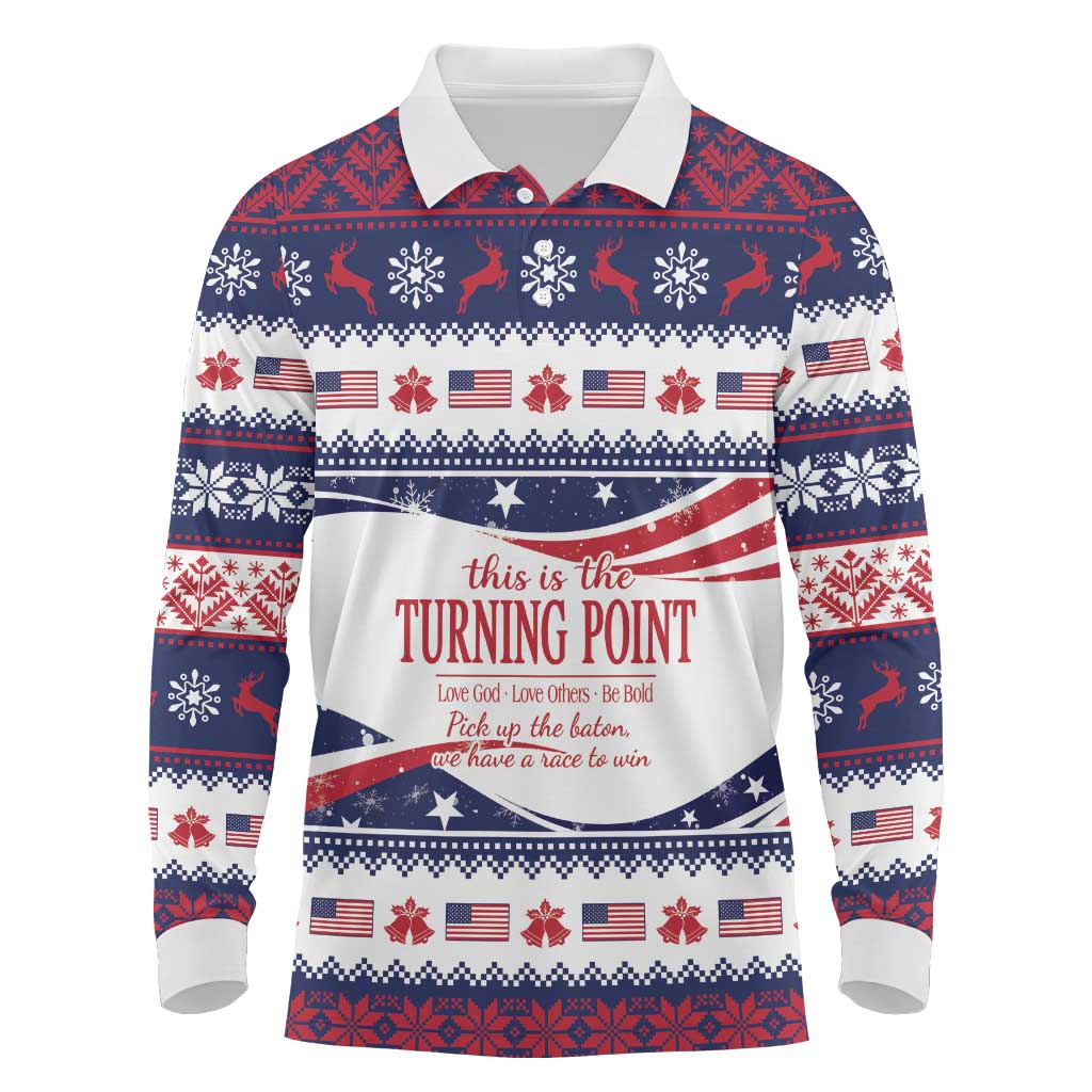 This is The Turning Point Long Sleeve Polo Shirt Patriotic American - Wonder Print Shop
