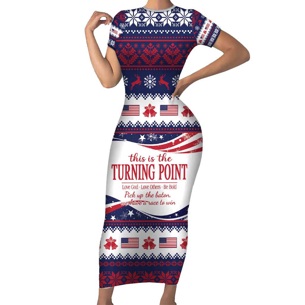 This is The Turning Point Short Sleeve Bodycon Dress Patriotic American - Wonder Print Shop