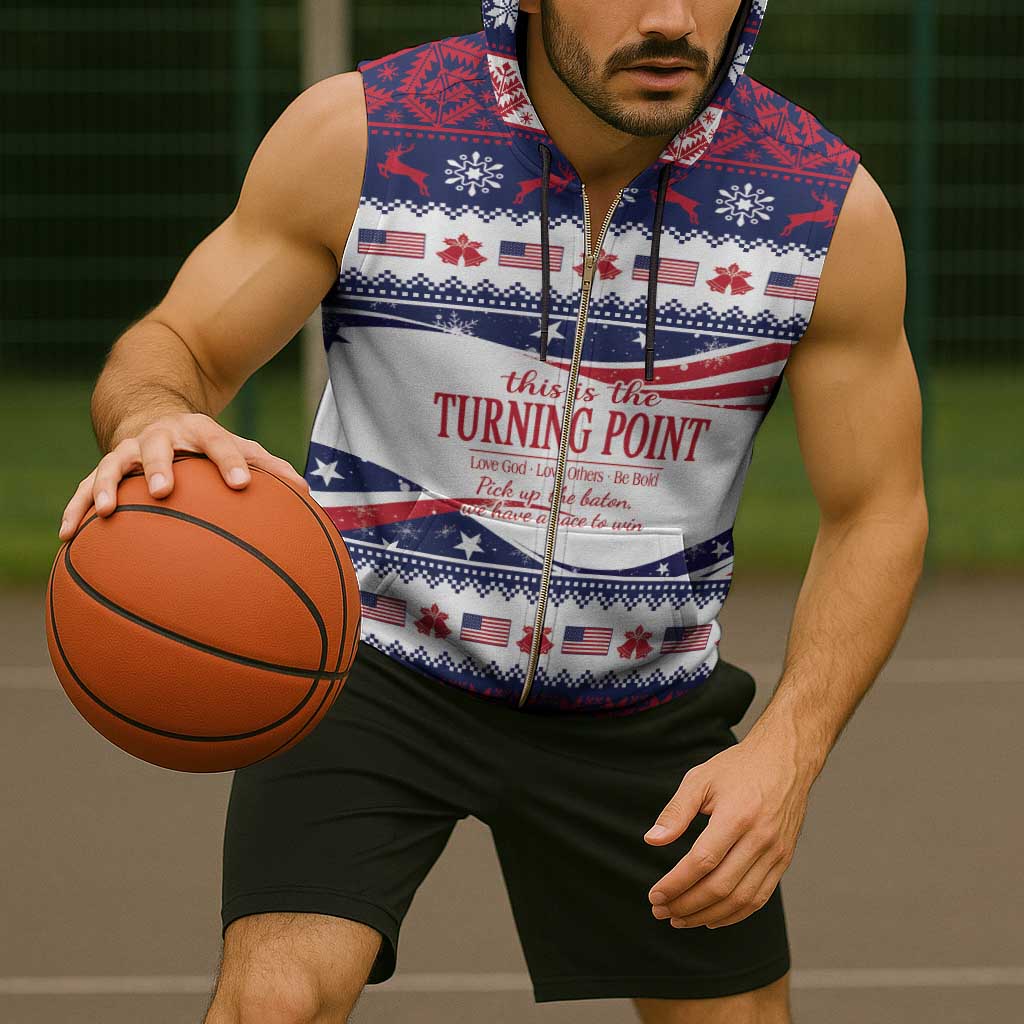 This is The Turning Point Sleeveless Zip Hoodie Patriotic American - Wonder Print Shop