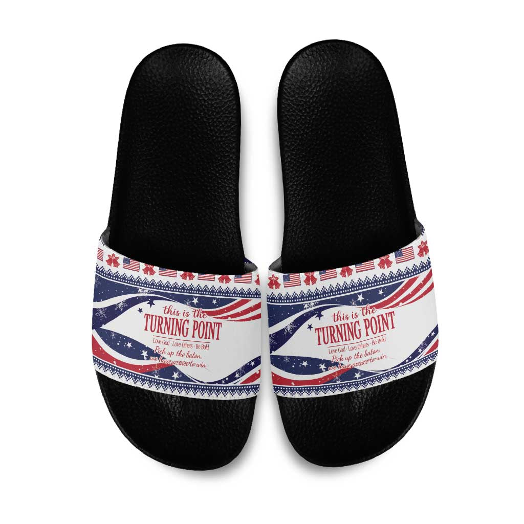 This is The Turning Point Slide Sandals Patriotic American - Wonder Print Shop