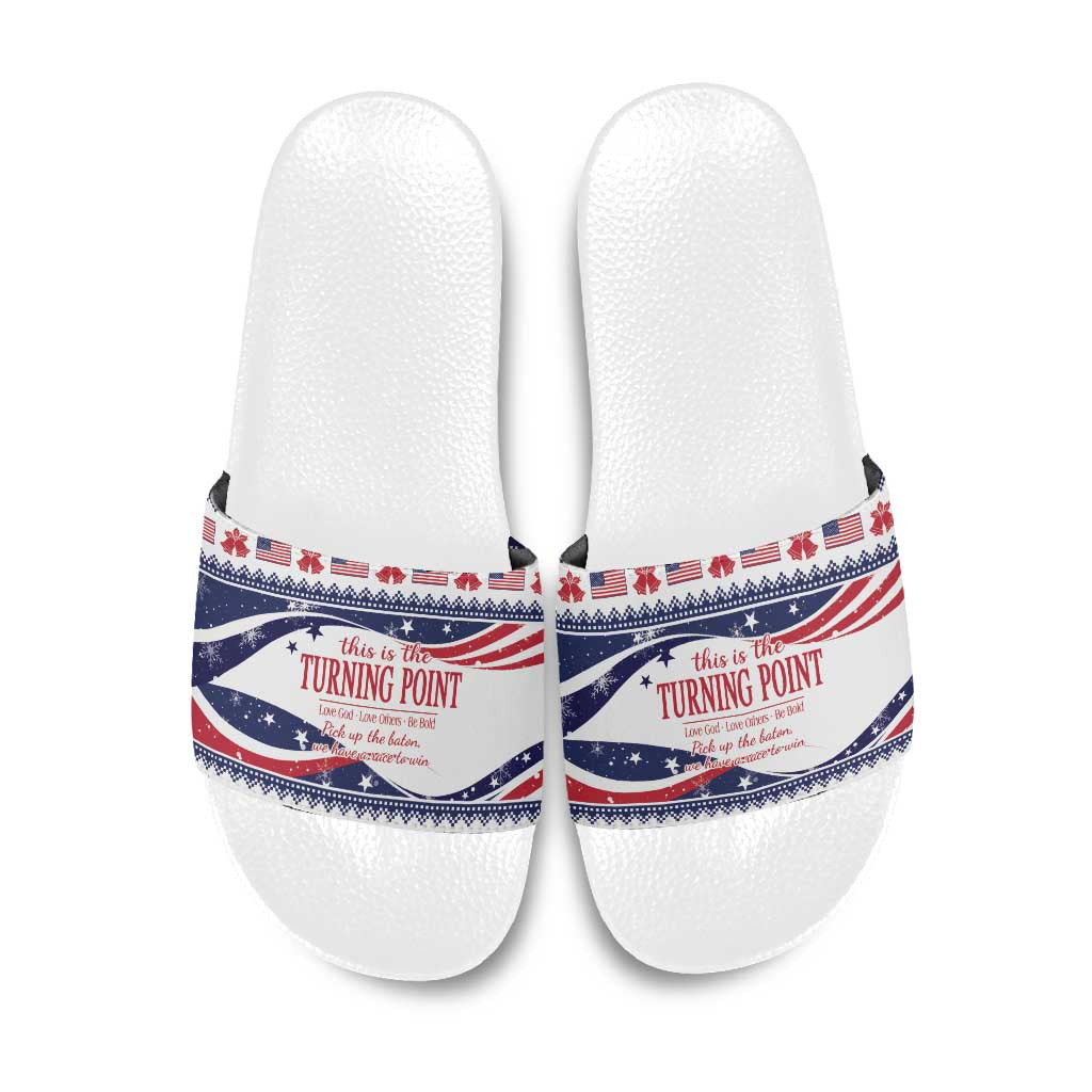 This is The Turning Point Slide Sandals Patriotic American - Wonder Print Shop