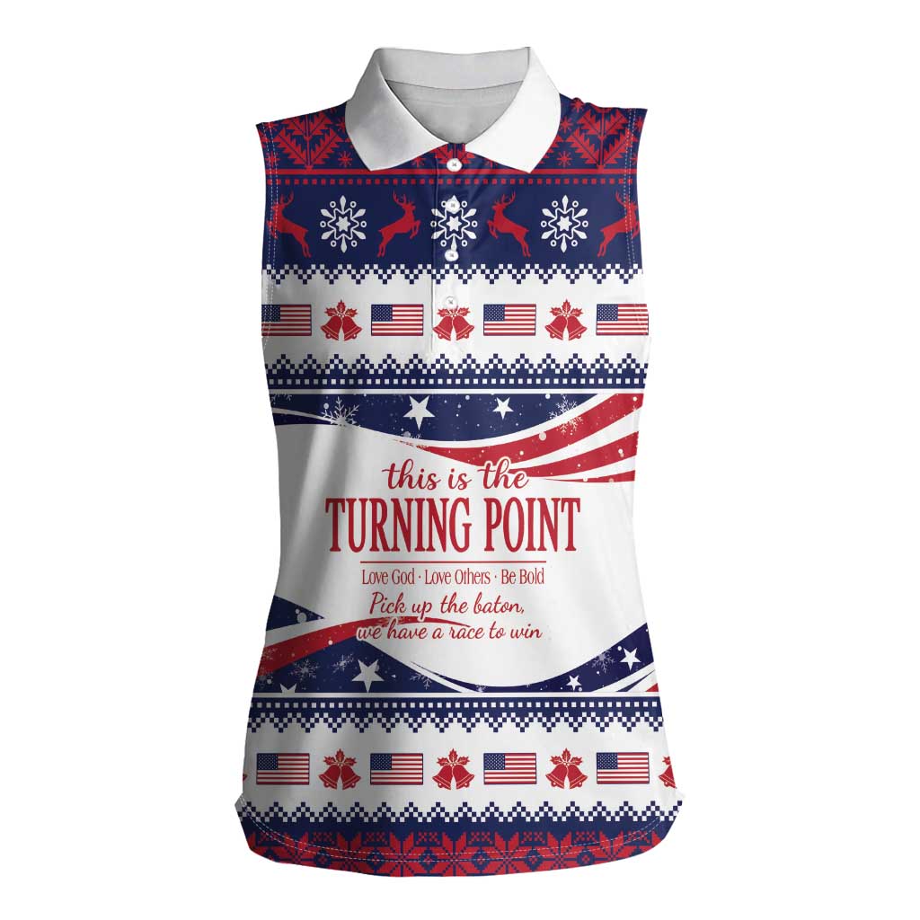 This is The Turning Point Women Sleeveless Polo Shirt Patriotic American - Wonder Print Shop