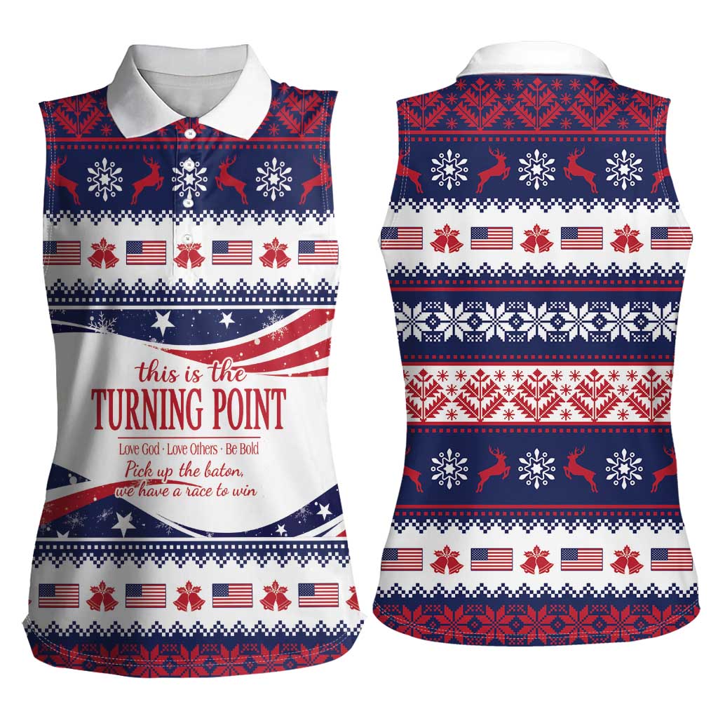 This is The Turning Point Women Sleeveless Polo Shirt Patriotic American - Wonder Print Shop
