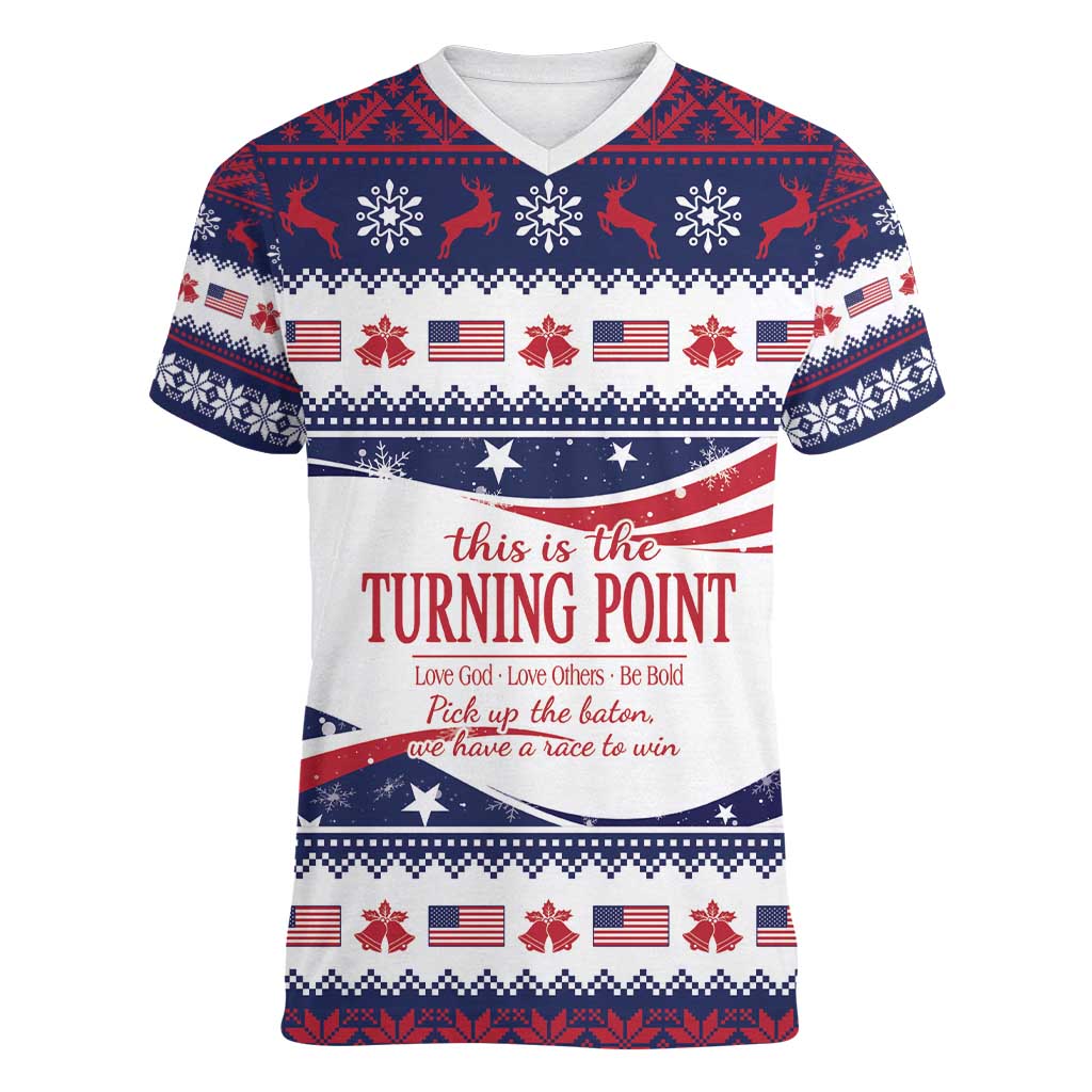 This is The Turning Point Women V-Neck T-Shirt Patriotic American - Wonder Print Shop