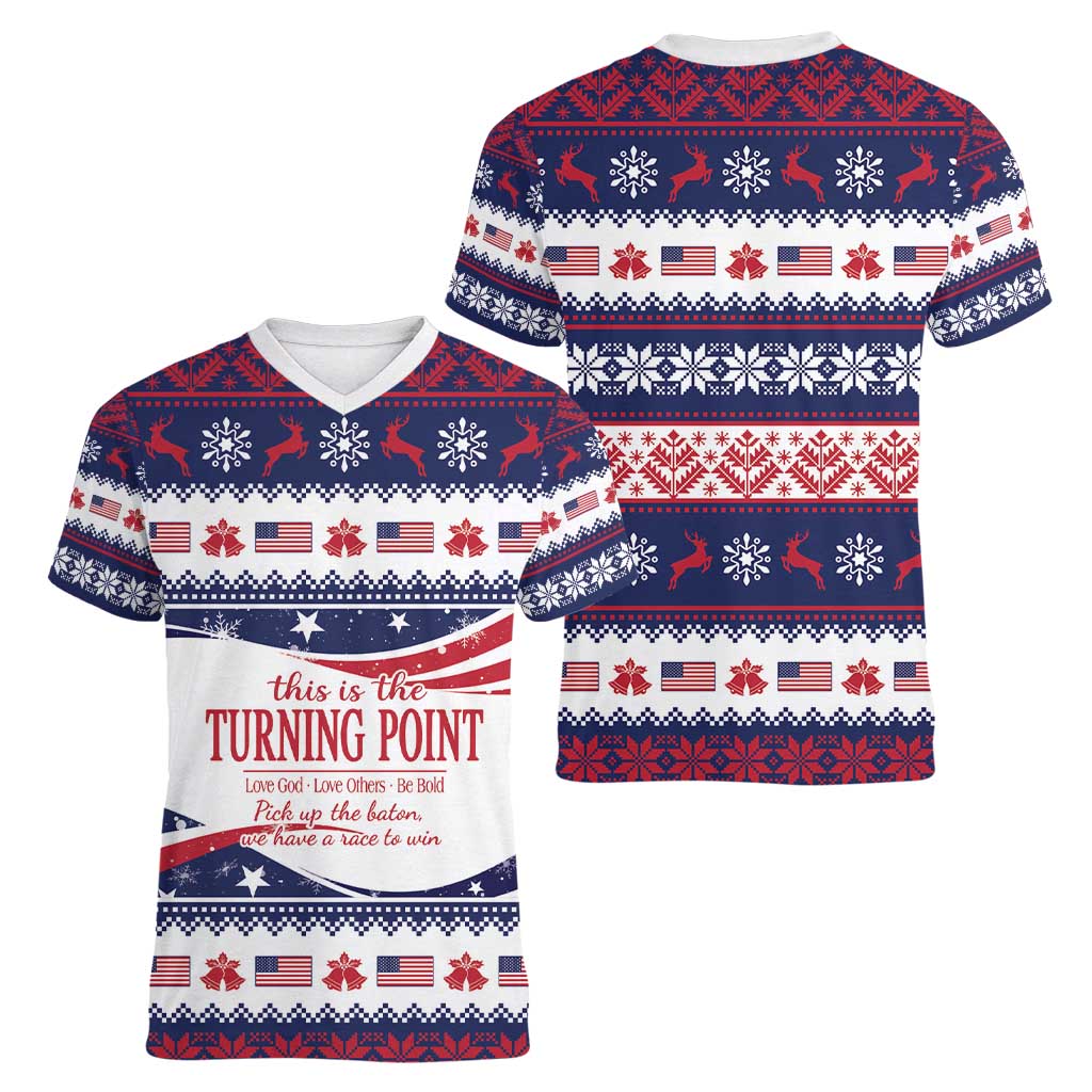 This is The Turning Point Women V-Neck T-Shirt Patriotic American - Wonder Print Shop