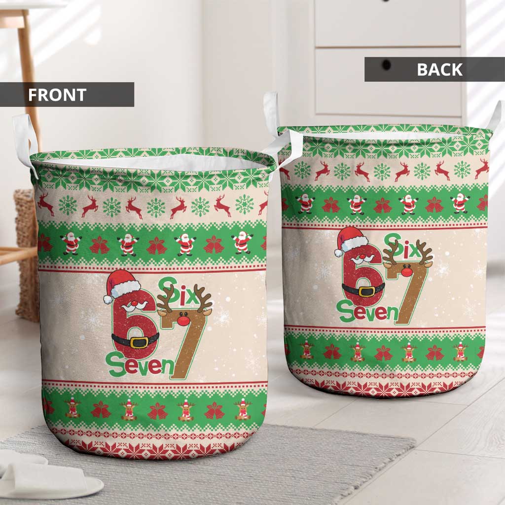 Funny Six Seven Meme Christmas Laundry Basket Santa Says 6 7 - Wonder Print Shop
