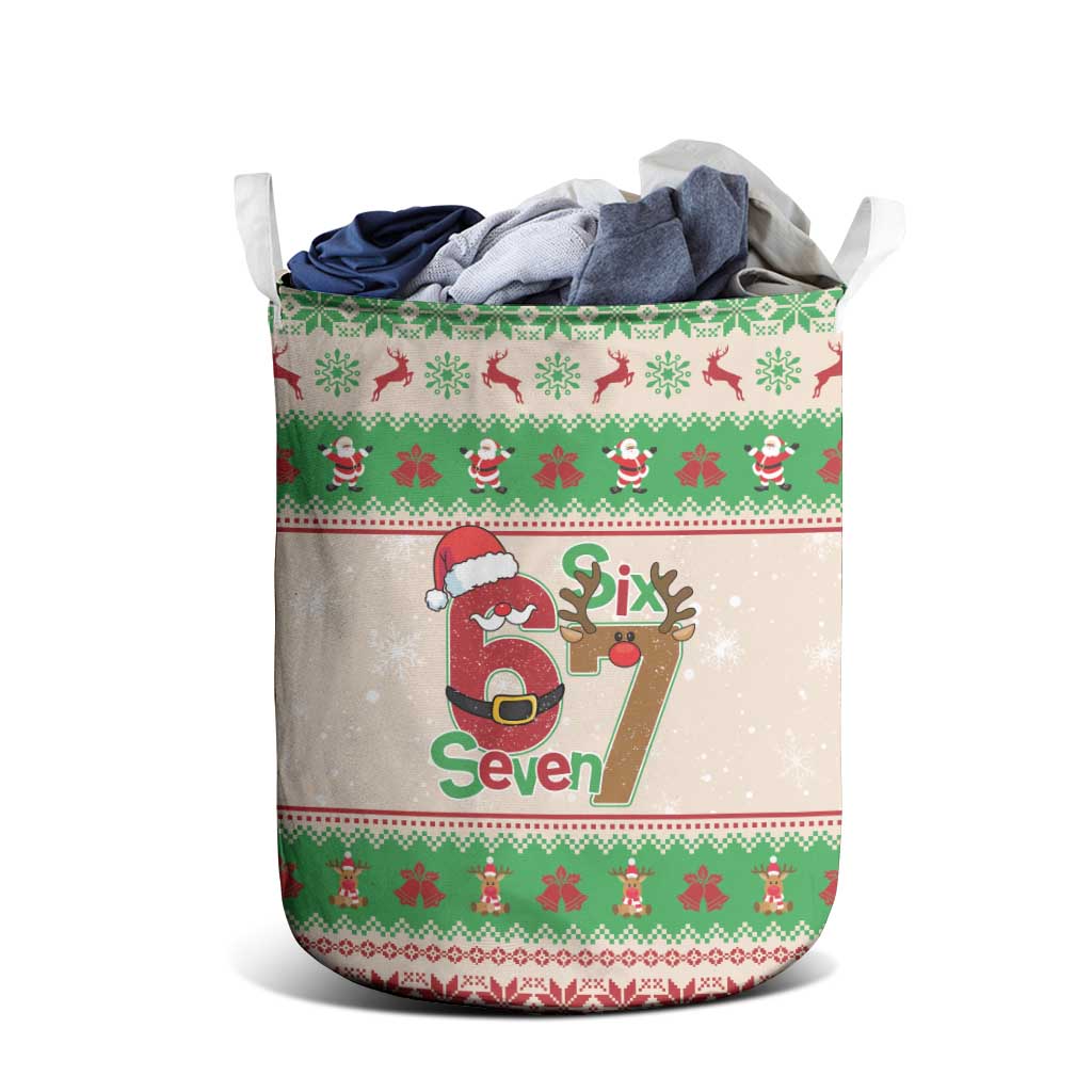 Funny Six Seven Meme Christmas Laundry Basket Santa Says 6 7 - Wonder Print Shop