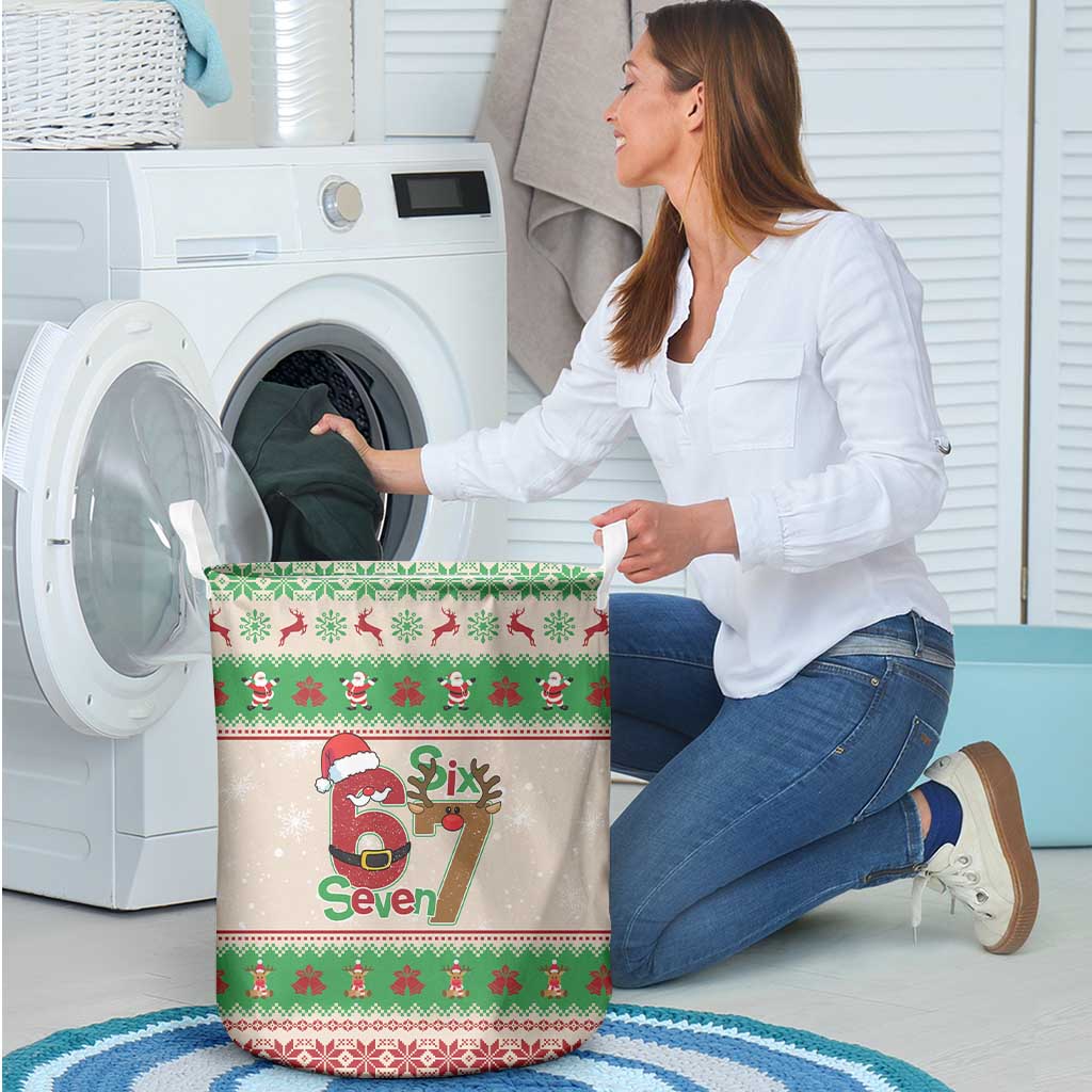 Funny Six Seven Meme Christmas Laundry Basket Santa Says 6 7 - Wonder Print Shop