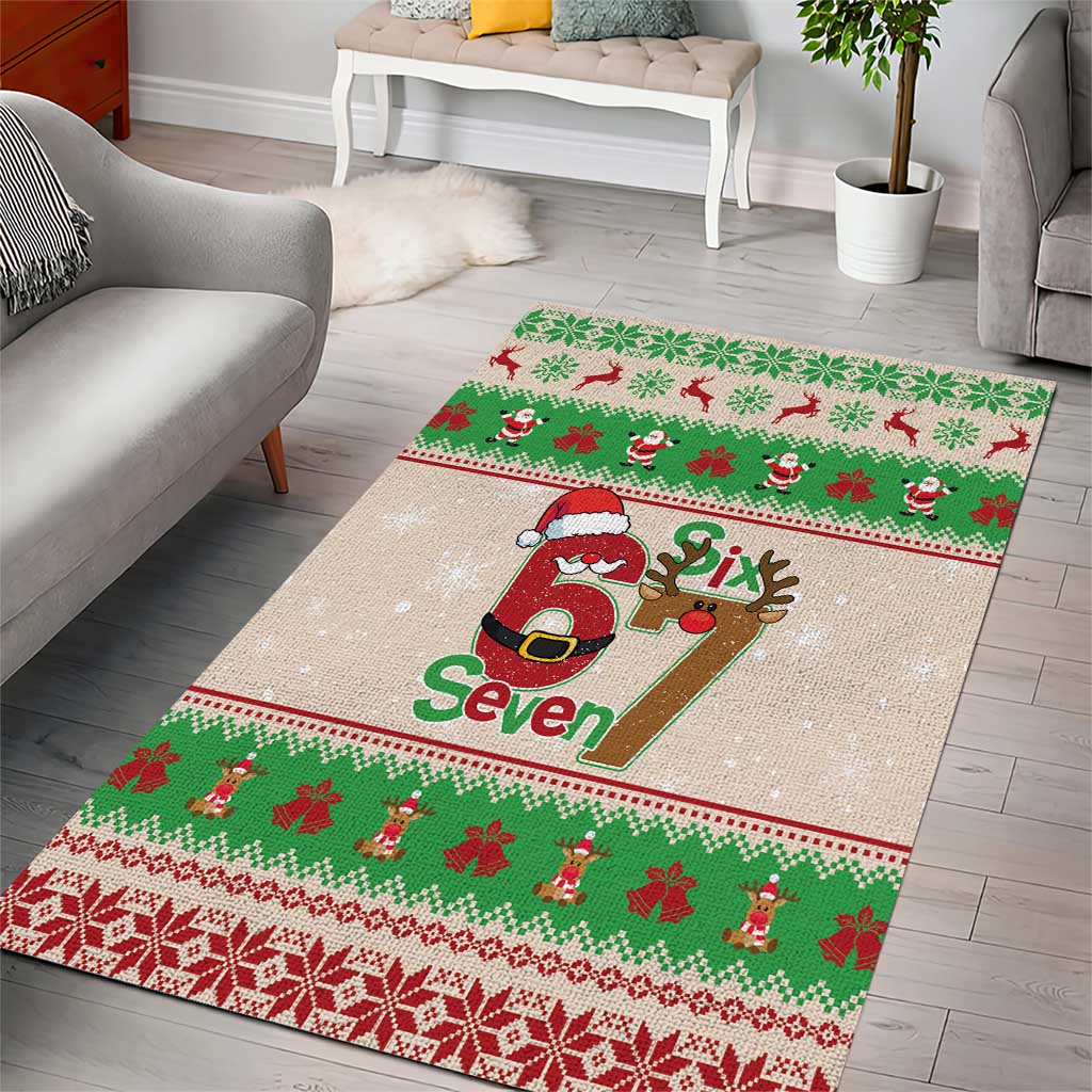 Funny Six Seven Meme Christmas Area Rug Santa Says 6 7 - Wonder Print Shop
