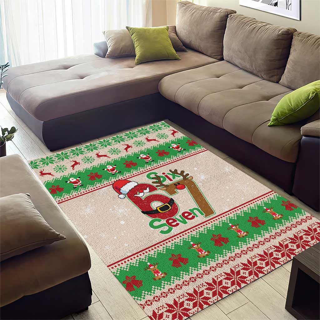 Funny Six Seven Meme Christmas Area Rug Santa Says 6 7 - Wonder Print Shop