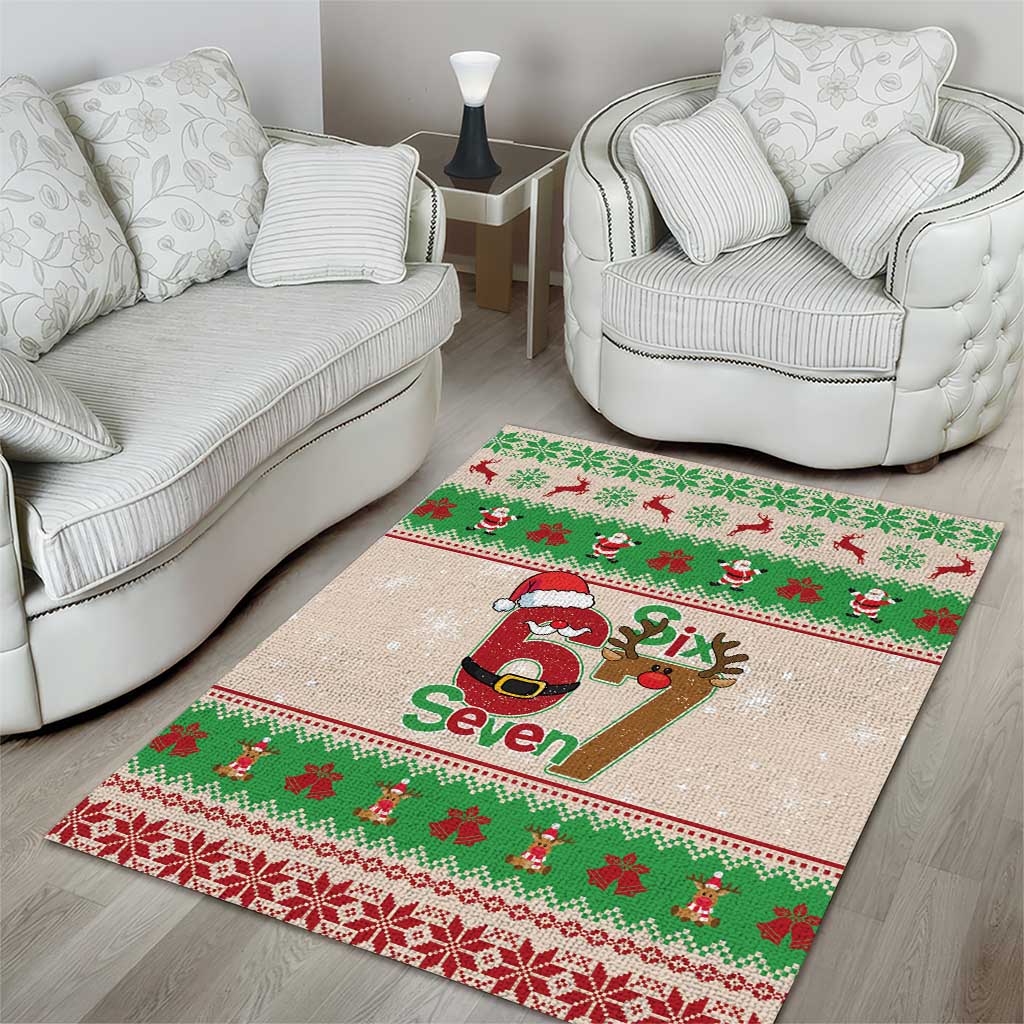 Funny Six Seven Meme Christmas Area Rug Santa Says 6 7 - Wonder Print Shop