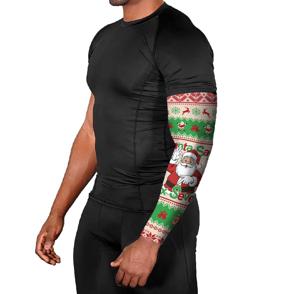 Funny Six Seven Meme Christmas Arm Sleeves Santa Says 6 7 - Wonder Print Shop