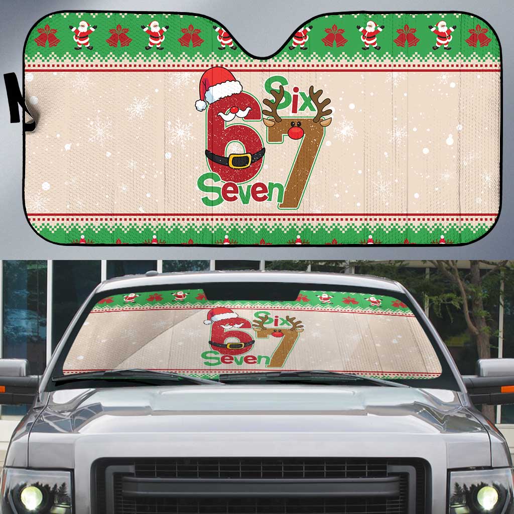 Funny Six Seven Meme Christmas Auto Sun Shade Santa Says 6 7 - Wonder Print Shop