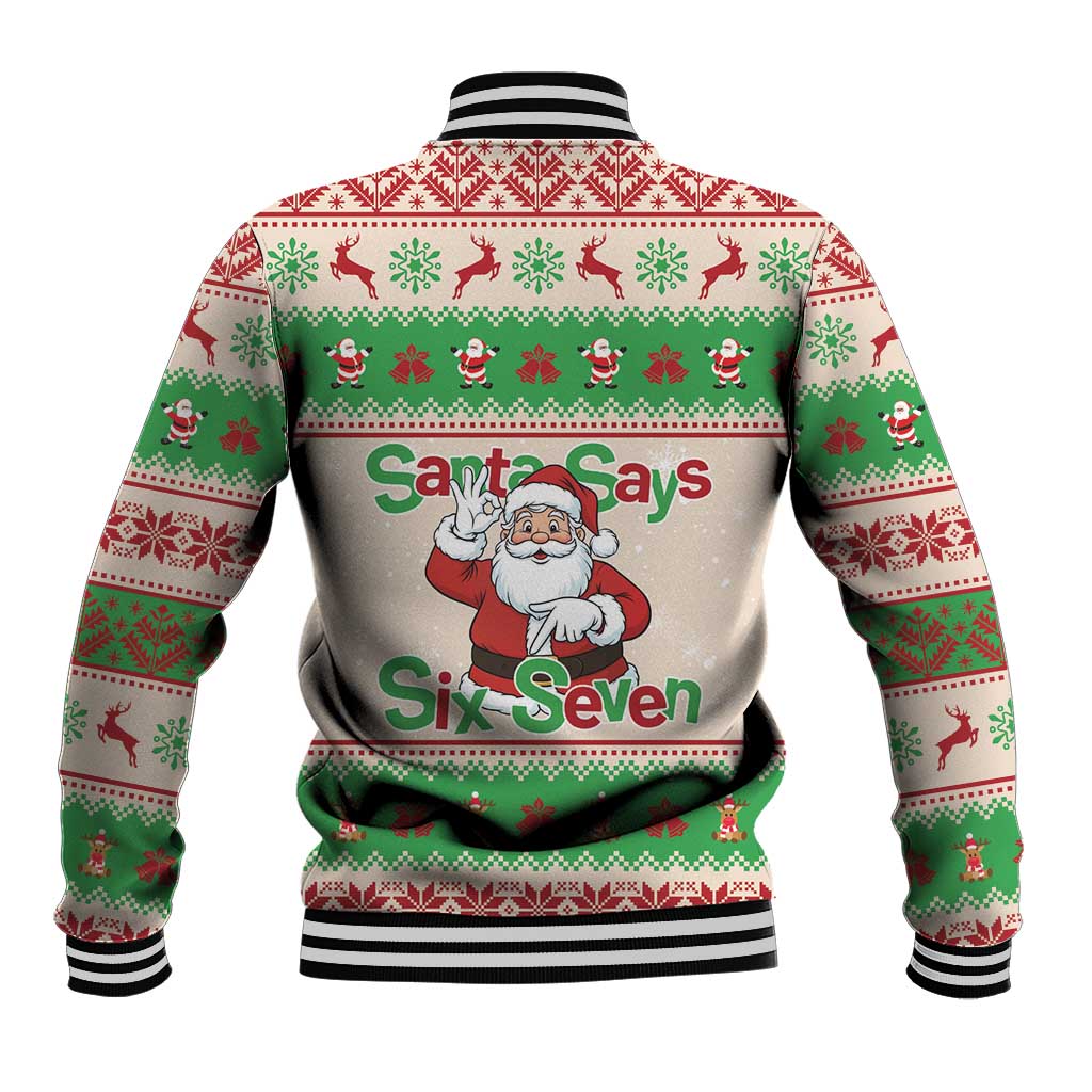 Funny Six Seven Meme Christmas Baseball Jacket Santa Says 6 7 - Wonder Print Shop