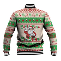 Funny Six Seven Meme Christmas Baseball Jacket Santa Says 6 7 - Wonder Print Shop