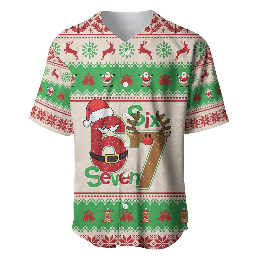 Funny Six Seven Meme Christmas Baseball Jersey Santa Says 6 7 - Wonder Print Shop
