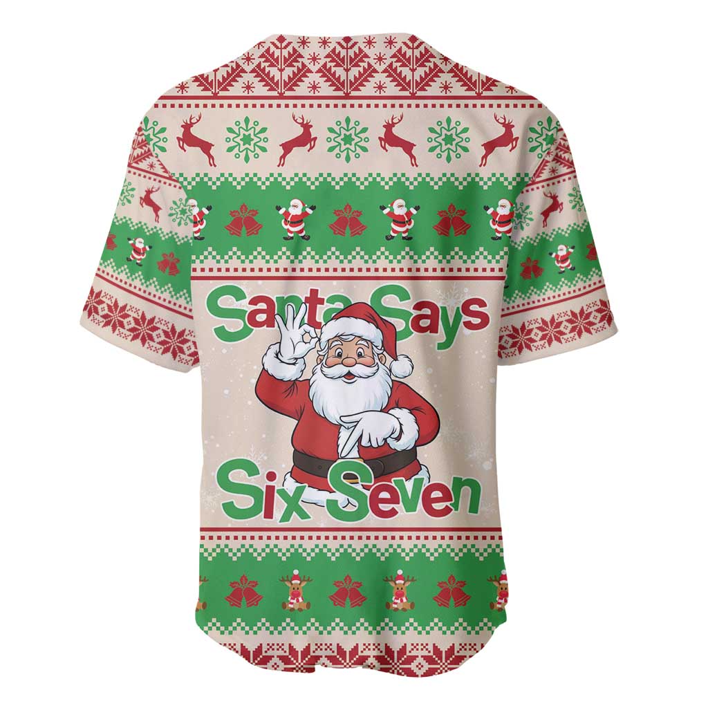 Funny Six Seven Meme Christmas Baseball Jersey Santa Says 6 7 - Wonder Print Shop