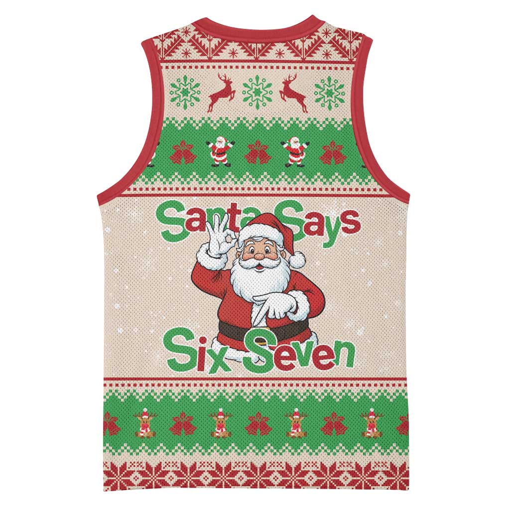 Funny Six Seven Meme Christmas Basketball Jersey Santa Says 6 7 - Wonder Print Shop