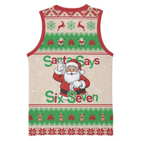 Funny Six Seven Meme Christmas Basketball Jersey Santa Says 6 7 - Wonder Print Shop