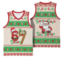 Funny Six Seven Meme Christmas Basketball Jersey Santa Says 6 7 - Wonder Print Shop