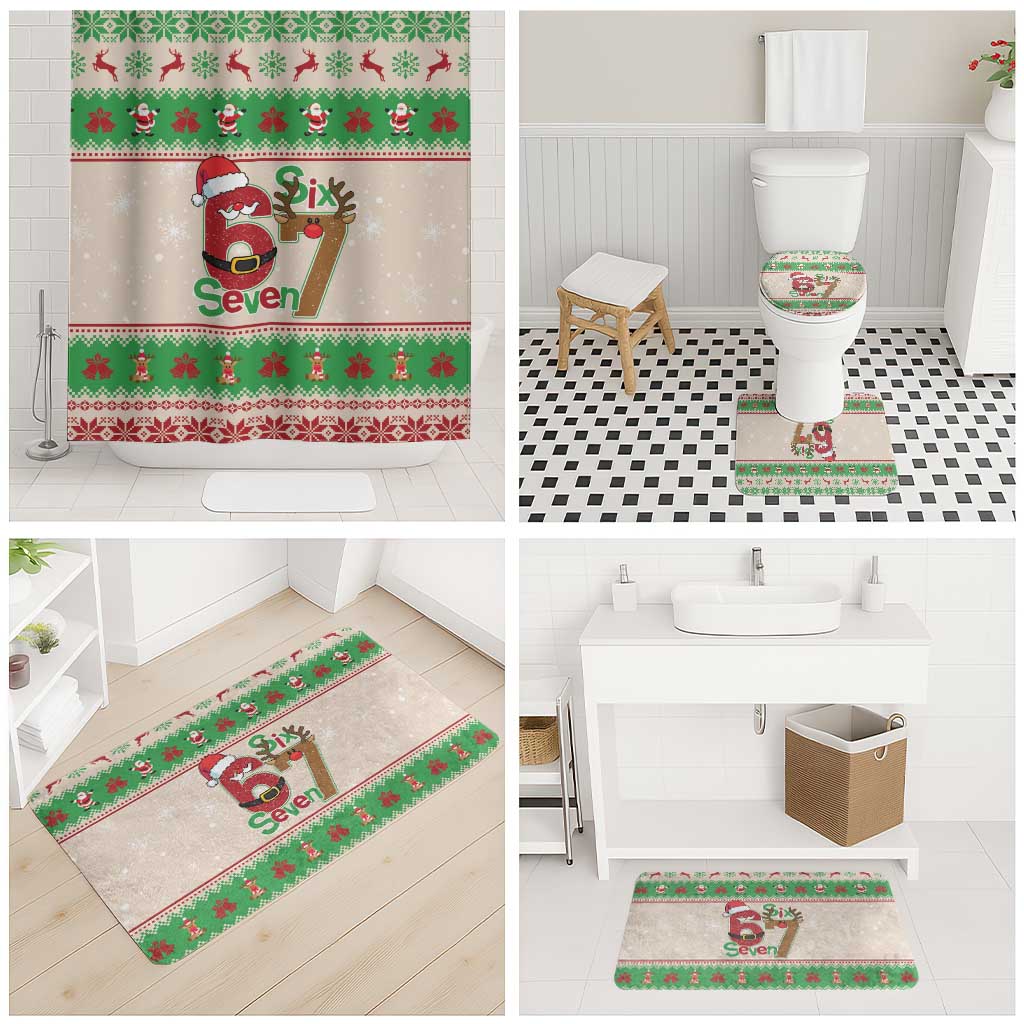 Funny Six Seven Meme Christmas Bathroom Set Santa Says 6 7 - Wonder Print Shop