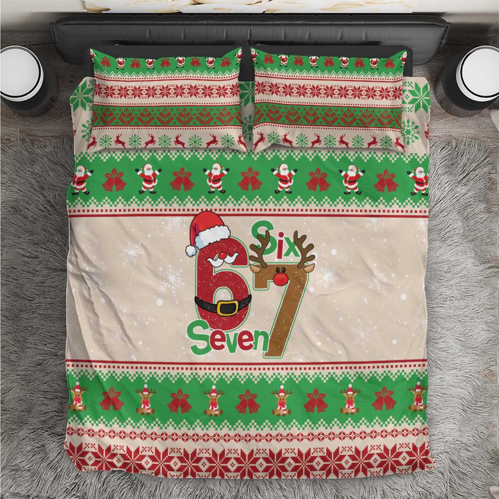 Funny Six Seven Meme Christmas Bedding Set Santa Says 6 7 - Wonder Print Shop