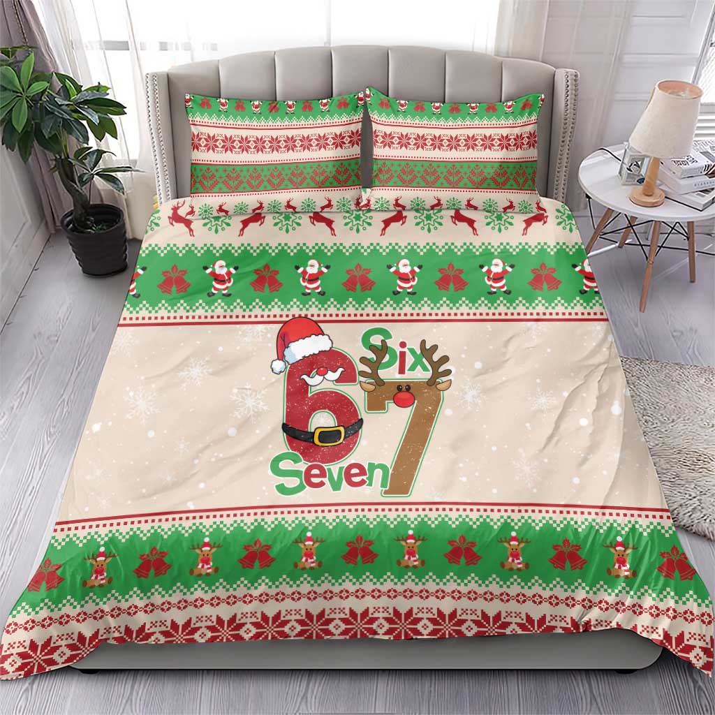 Funny Six Seven Meme Christmas Bedding Set Santa Says 6 7 - Wonder Print Shop