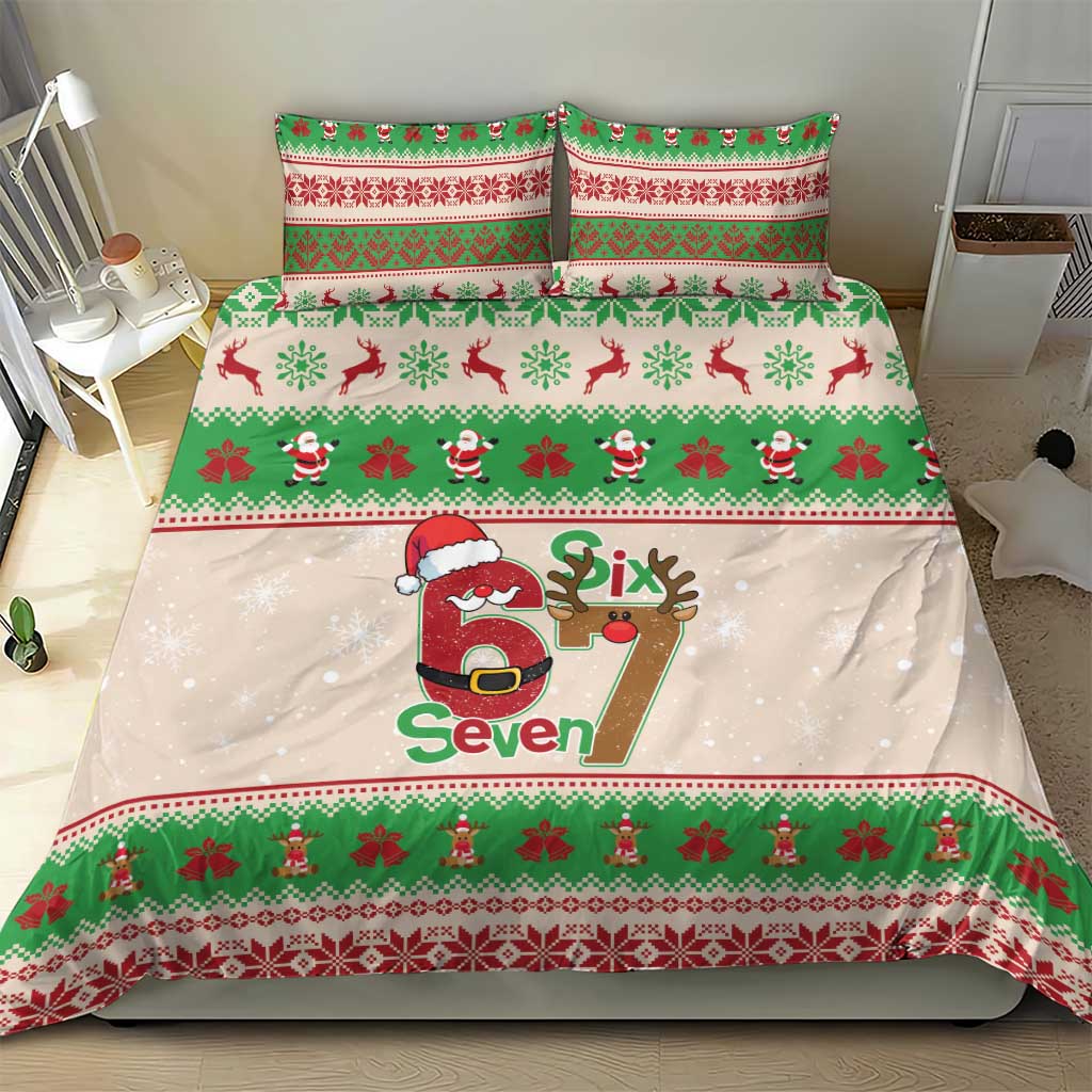Funny Six Seven Meme Christmas Bedding Set Santa Says 6 7 - Wonder Print Shop