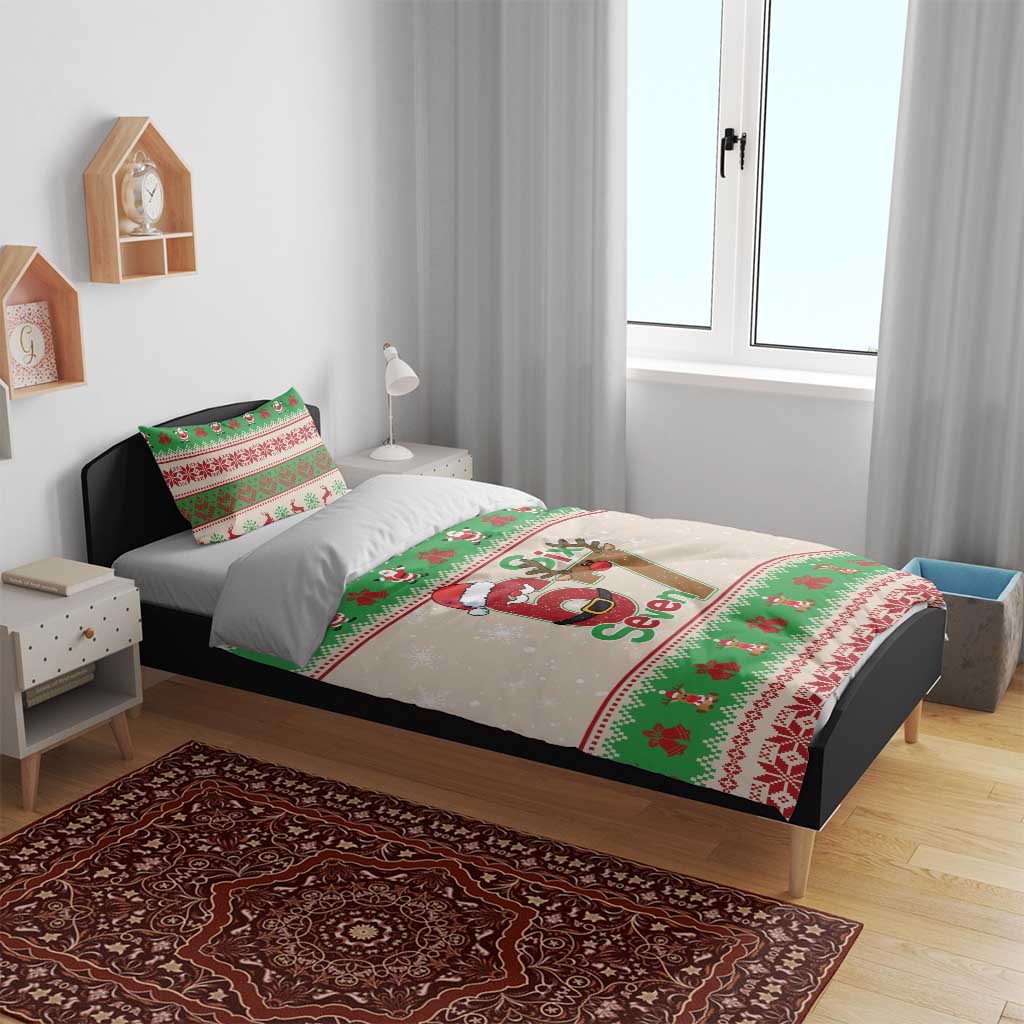 Funny Six Seven Meme Christmas Bedding Set Santa Says 6 7 - Wonder Print Shop