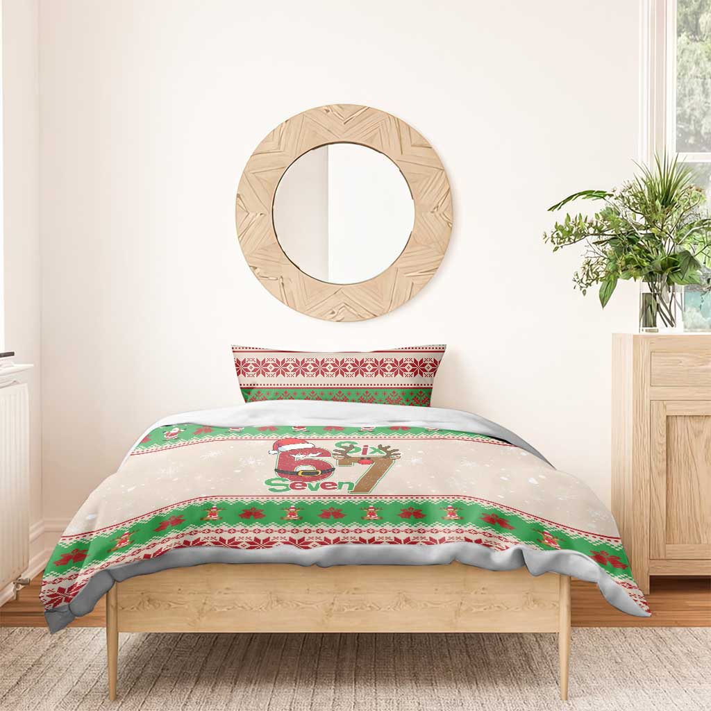Funny Six Seven Meme Christmas Bedding Set Santa Says 6 7 - Wonder Print Shop