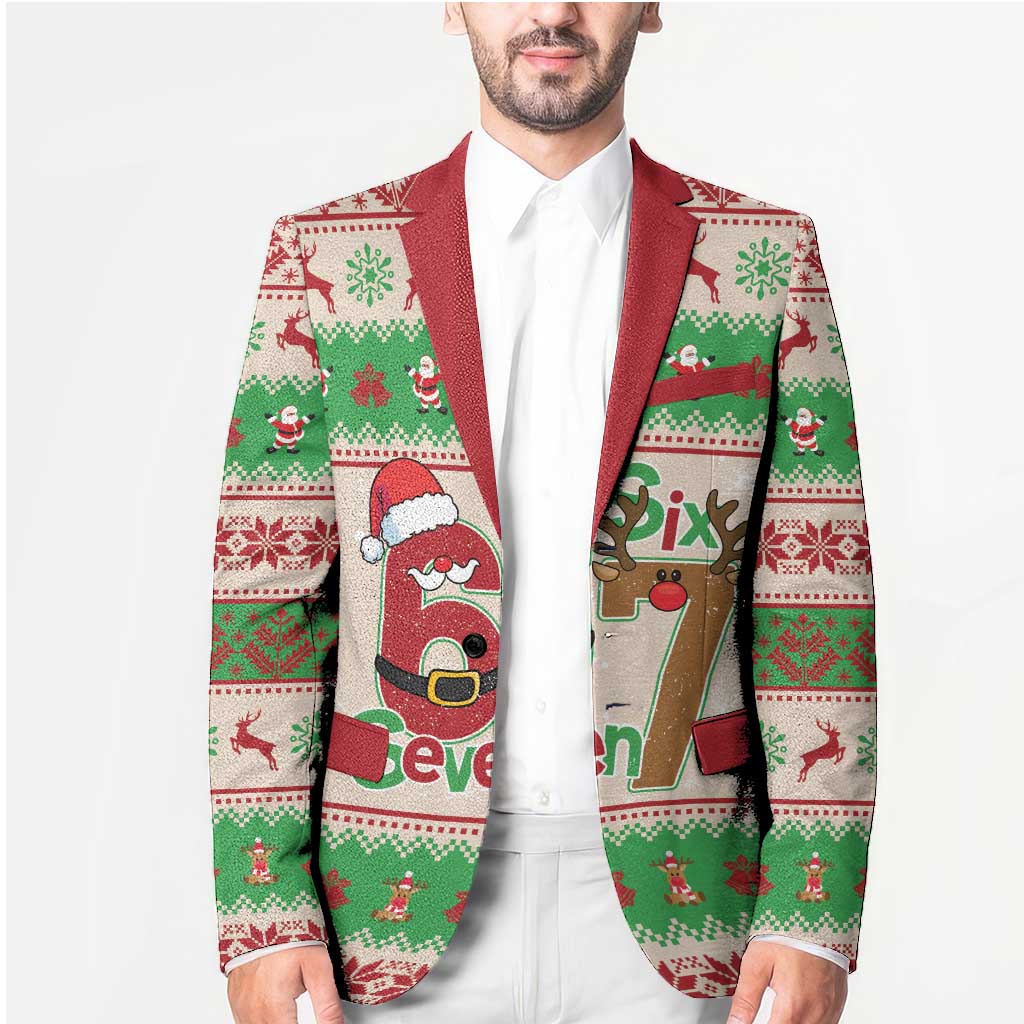 Funny Six Seven Meme Christmas Blazer Santa Says 6 7 - Wonder Print Shop