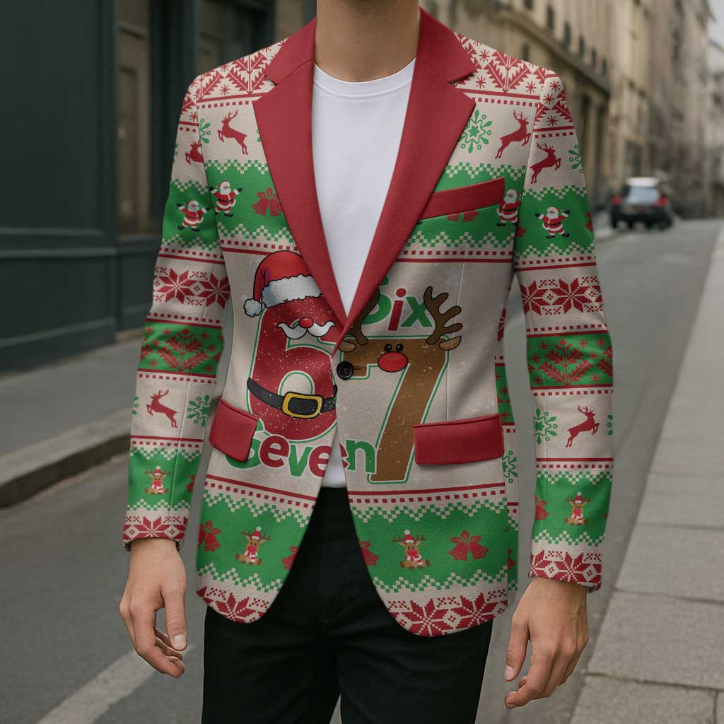 Funny Six Seven Meme Christmas Blazer Santa Says 6 7 - Wonder Print Shop