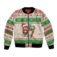 Funny Six Seven Meme Christmas Bomber Jacket Santa Says 6 7 - Wonder Print Shop
