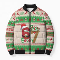 Funny Six Seven Meme Christmas Bomber Puffer Jacket Santa Says 6 7 - Wonder Print Shop