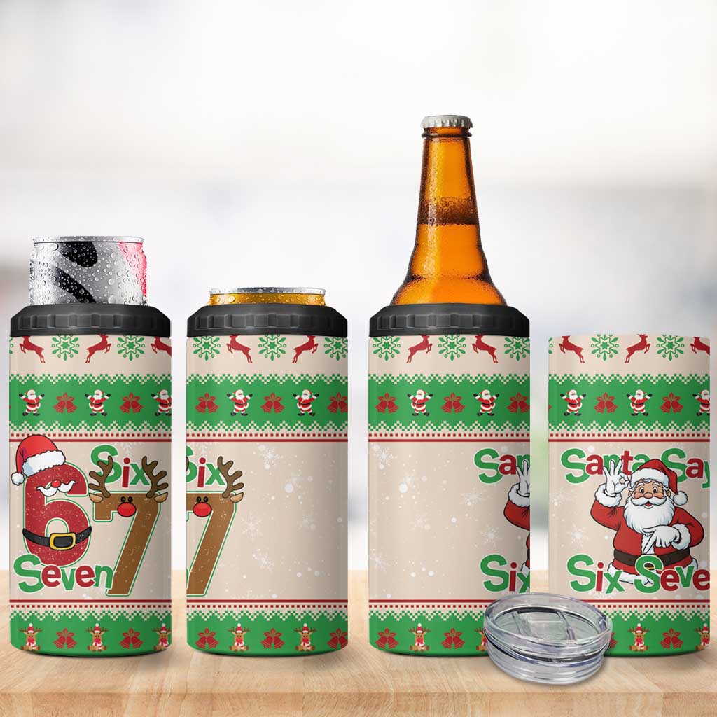 Funny Six Seven Meme Christmas 4 in 1 Can Cooler Tumbler Santa Says 6 7 - Wonder Print Shop