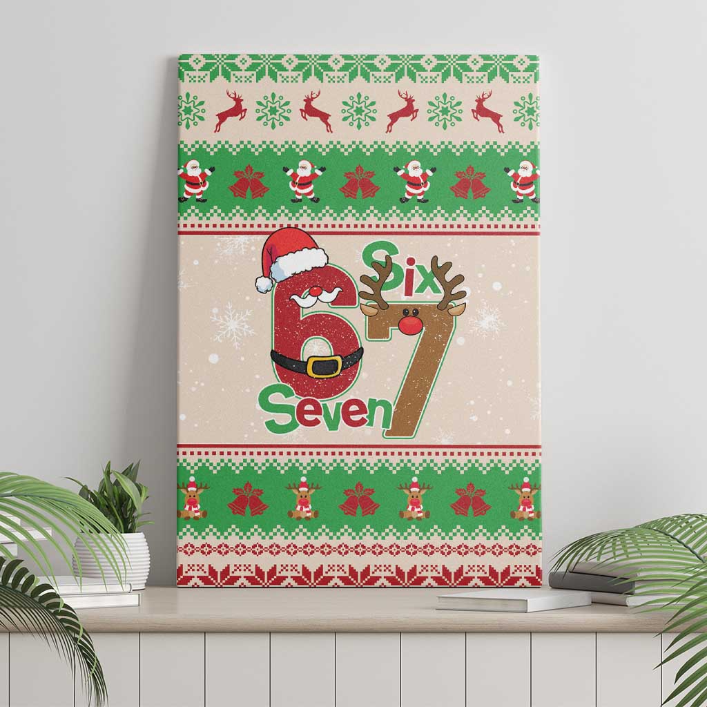 Funny Six Seven Meme Christmas Canvas Wall Art Santa Says 6 7 - Wonder Print Shop
