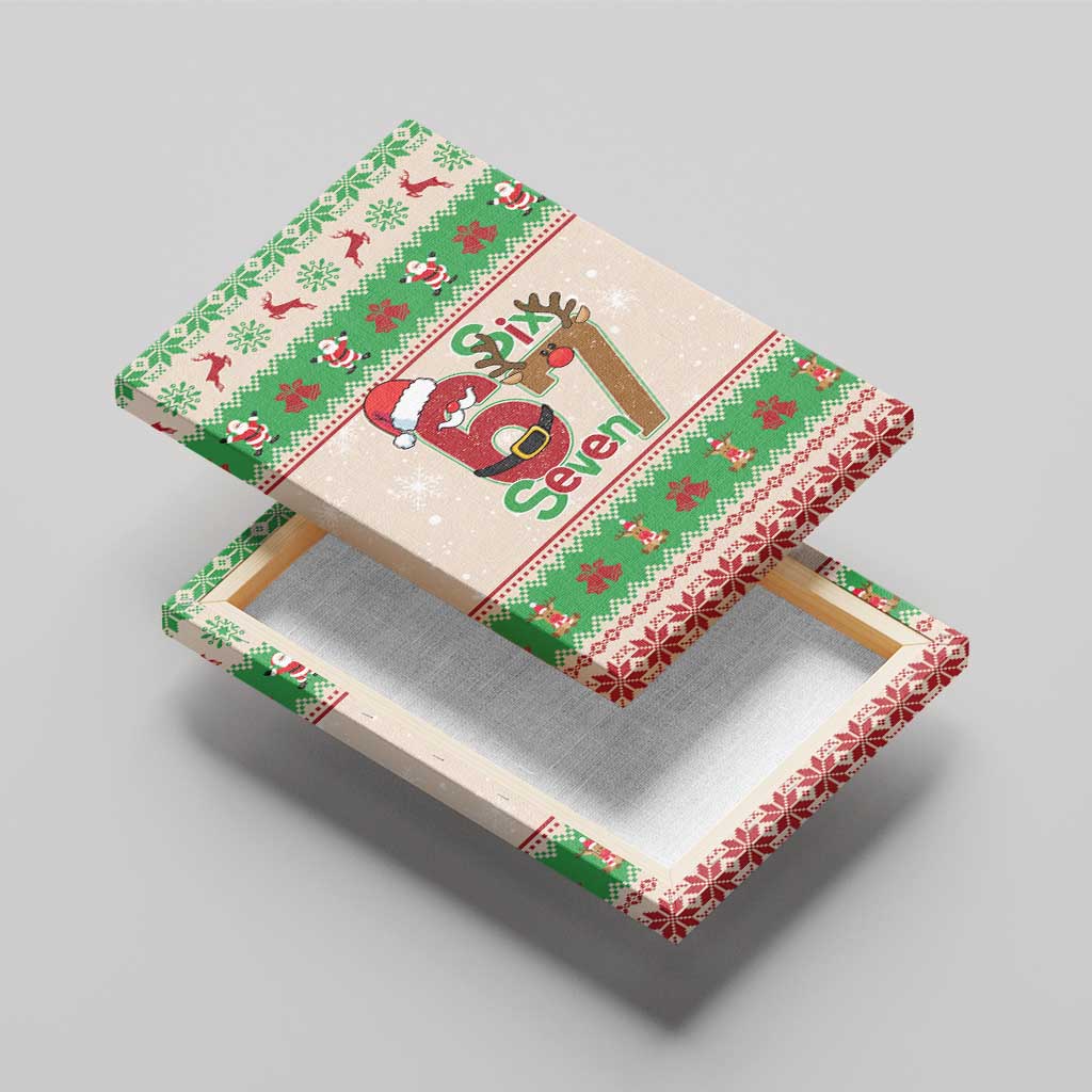 Funny Six Seven Meme Christmas Canvas Wall Art Santa Says 6 7 - Wonder Print Shop