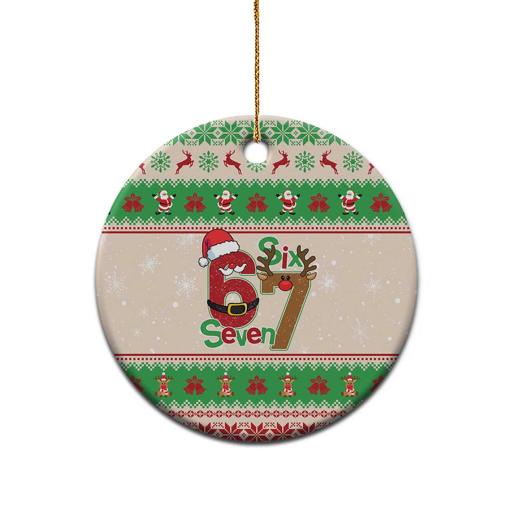 Funny Six Seven Meme Christmas Ceramic Ornament Santa Says 6 7 - Wonder Print Shop