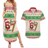Funny Six Seven Meme Christmas Couples Matching Summer Maxi Dress and Hawaiian Shirt Santa Says 6 7 - Wonder Print Shop
