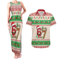 Funny Six Seven Meme Christmas Couples Matching Tank Maxi Dress and Hawaiian Shirt Santa Says 6 7 - Wonder Print Shop