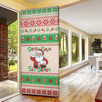 Funny Six Seven Meme Christmas Door Cover Santa Says 6 7 - Wonder Print Shop