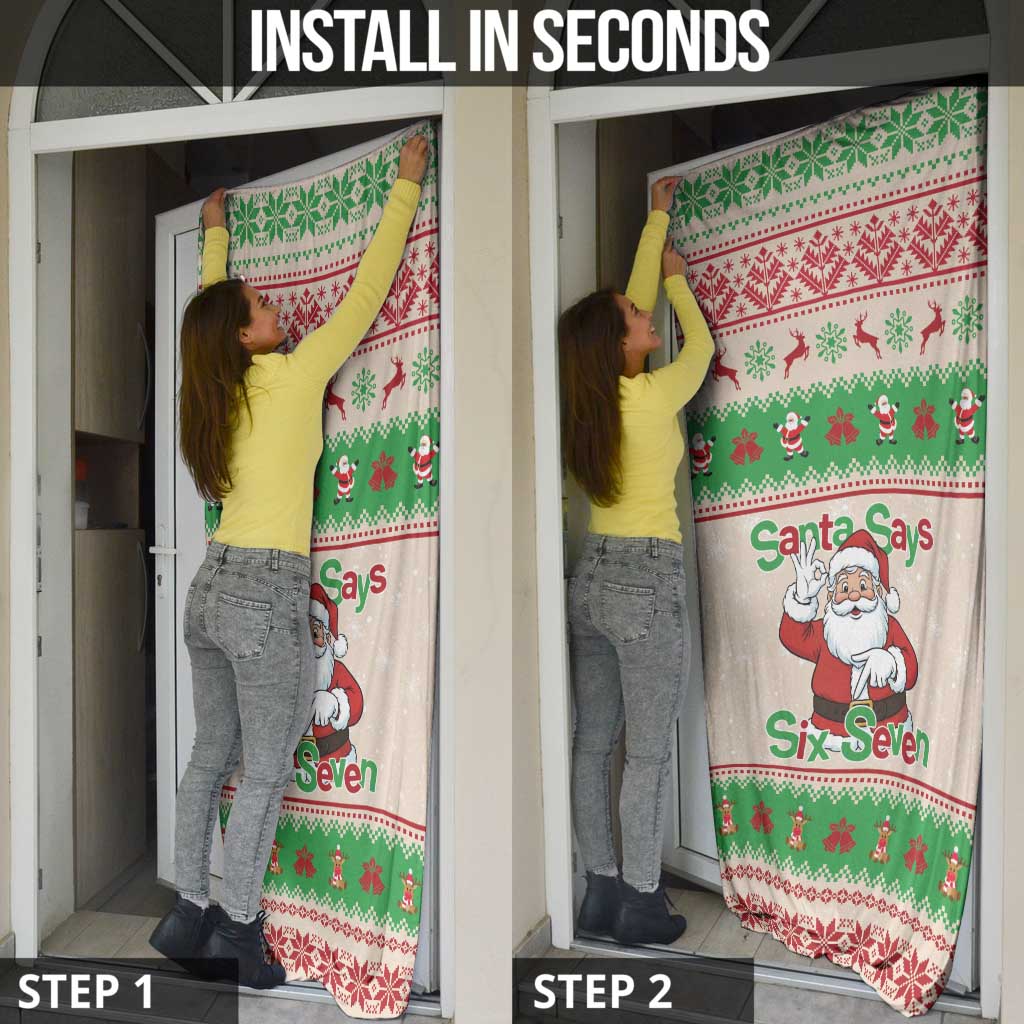 Funny Six Seven Meme Christmas Door Cover Santa Says 6 7 - Wonder Print Shop