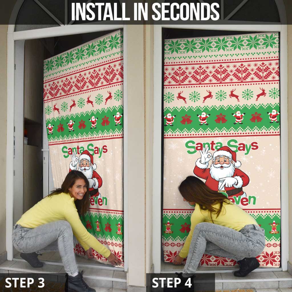 Funny Six Seven Meme Christmas Door Cover Santa Says 6 7 - Wonder Print Shop