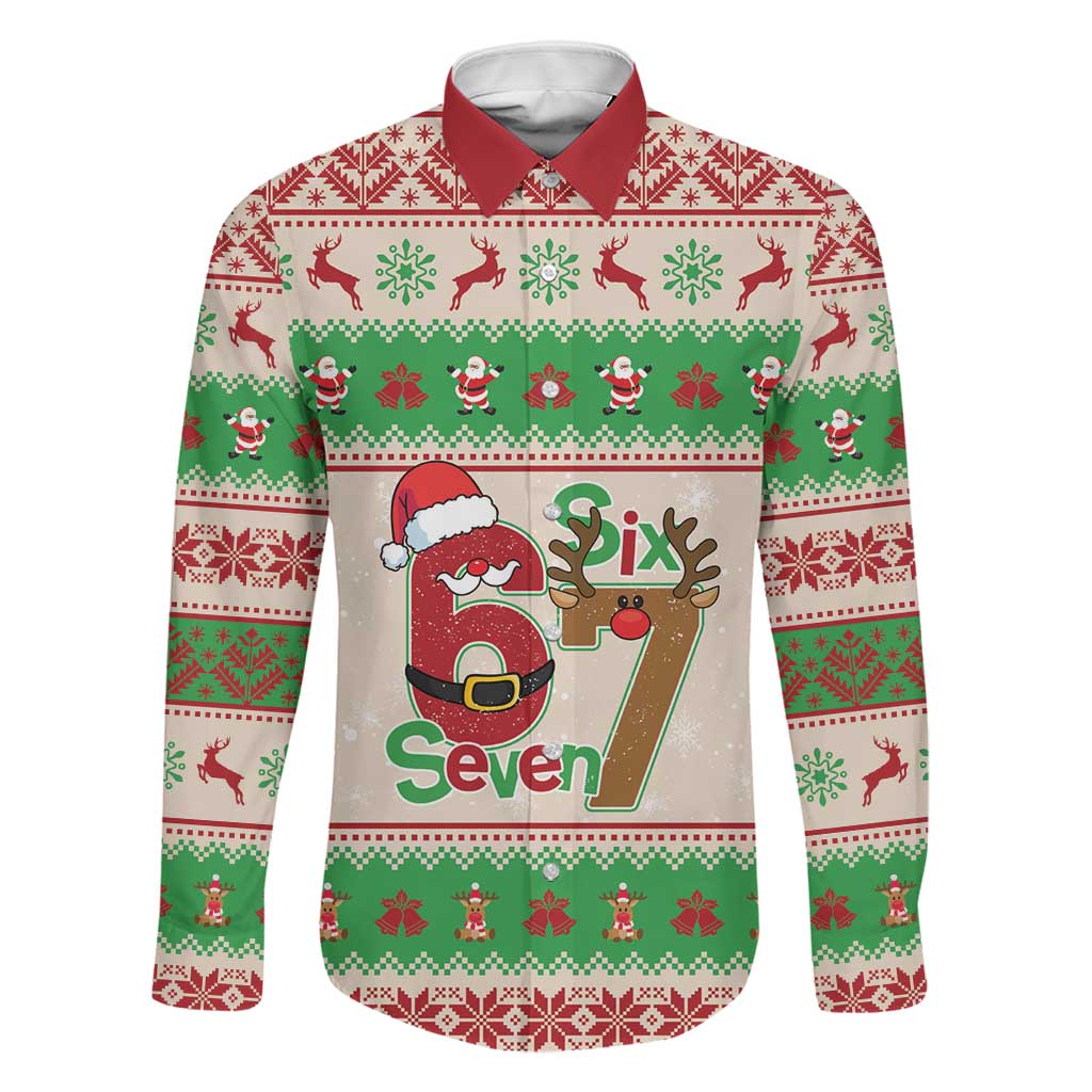 Funny Six Seven Meme Christmas Family Matching Long Sleeve Bodycon Dress and Hawaiian Shirt Santa Says 6 7 - Wonder Print Shop