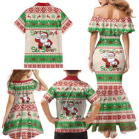 Funny Six Seven Meme Christmas Family Matching Mermaid Dress and Hawaiian Shirt Santa Says 6 7 - Wonder Print Shop