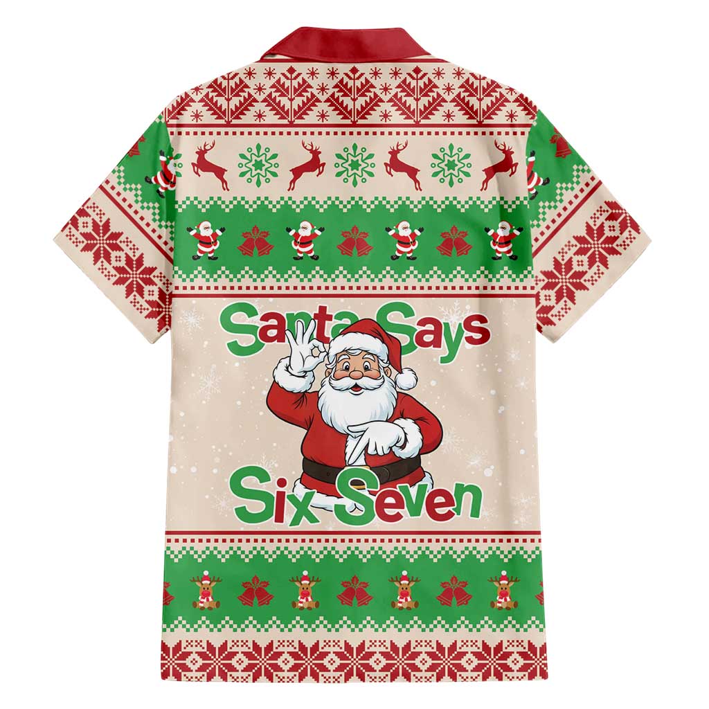 Funny Six Seven Meme Christmas Family Matching Mermaid Dress and Hawaiian Shirt Santa Says 6 7 - Wonder Print Shop