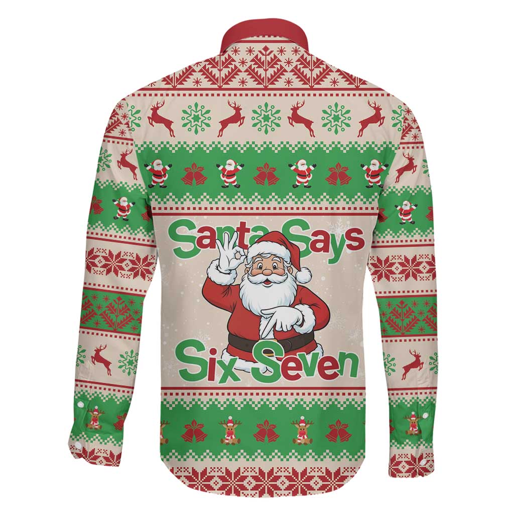 Funny Six Seven Meme Christmas Family Matching Mermaid Dress and Hawaiian Shirt Santa Says 6 7 - Wonder Print Shop