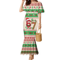 Funny Six Seven Meme Christmas Family Matching Mermaid Dress and Hawaiian Shirt Santa Says 6 7 - Wonder Print Shop