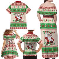 Funny Six Seven Meme Christmas Family Matching Off Shoulder Maxi Dress and Hawaiian Shirt Santa Says 6 7 - Wonder Print Shop