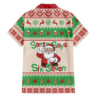 Funny Six Seven Meme Christmas Family Matching Off Shoulder Maxi Dress and Hawaiian Shirt Santa Says 6 7 - Wonder Print Shop